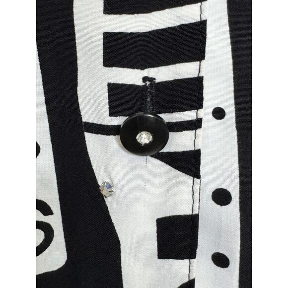 Saint Germain White Black Gambling Card Printed Bedazzled Blouse Short Set Small - Picture 4 of 15